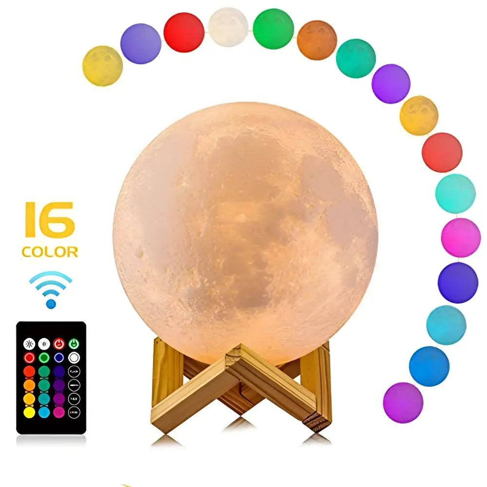 16-Colour Remote Control Moon Night Table Lamp