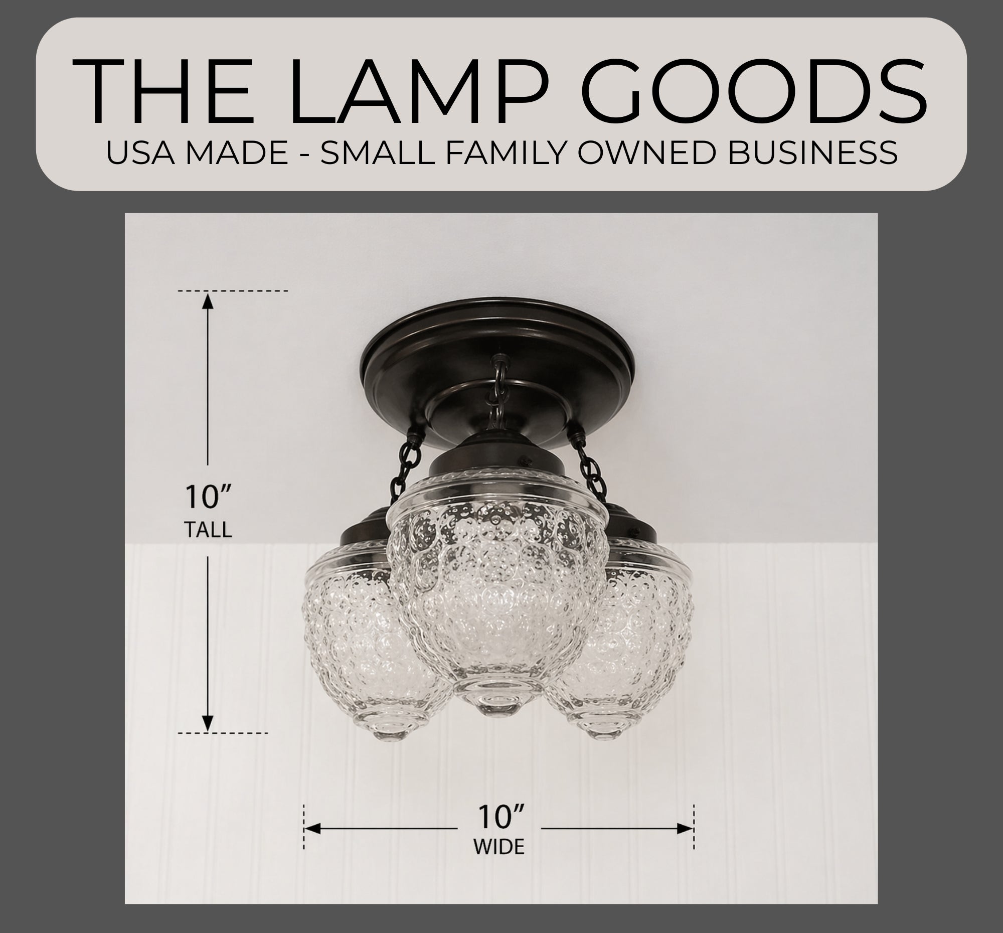 Antique Acorn Glass Ceiling Light | 3-Light Chain Trio