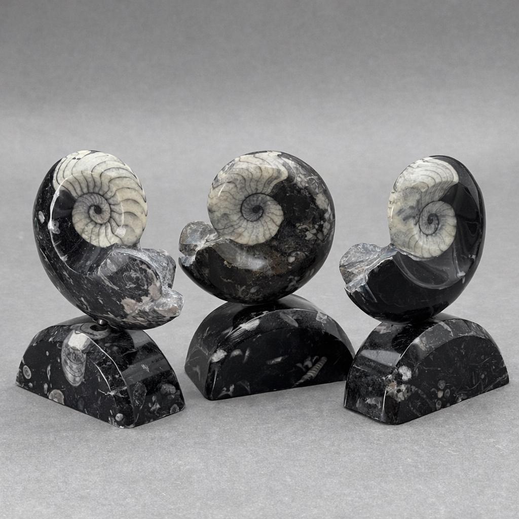 Ammonite with Orthoceras stand (1 Piece) 4 to 5 inches Crystal Gemstone Home Decor