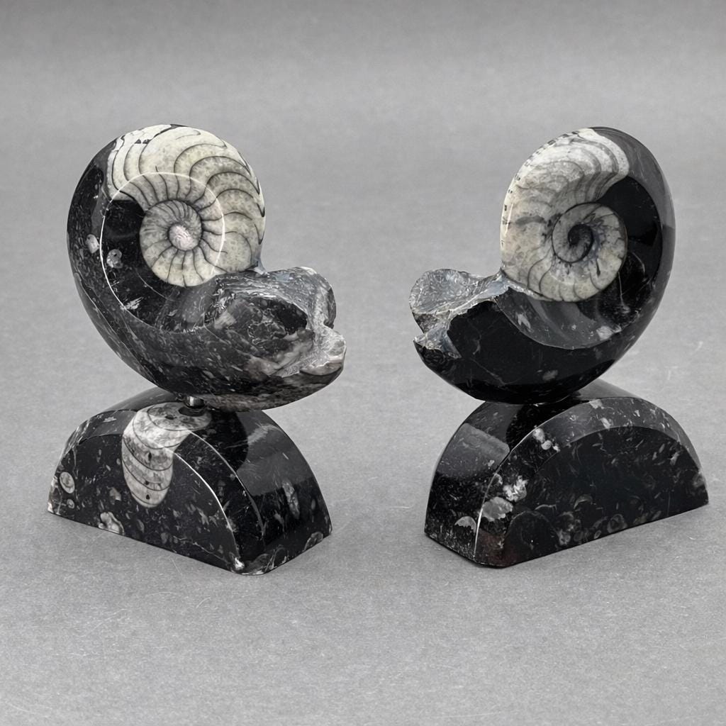 Ammonite with Orthoceras stand (1 Piece) 4 to 5 inches Crystal Gemstone Home Decor