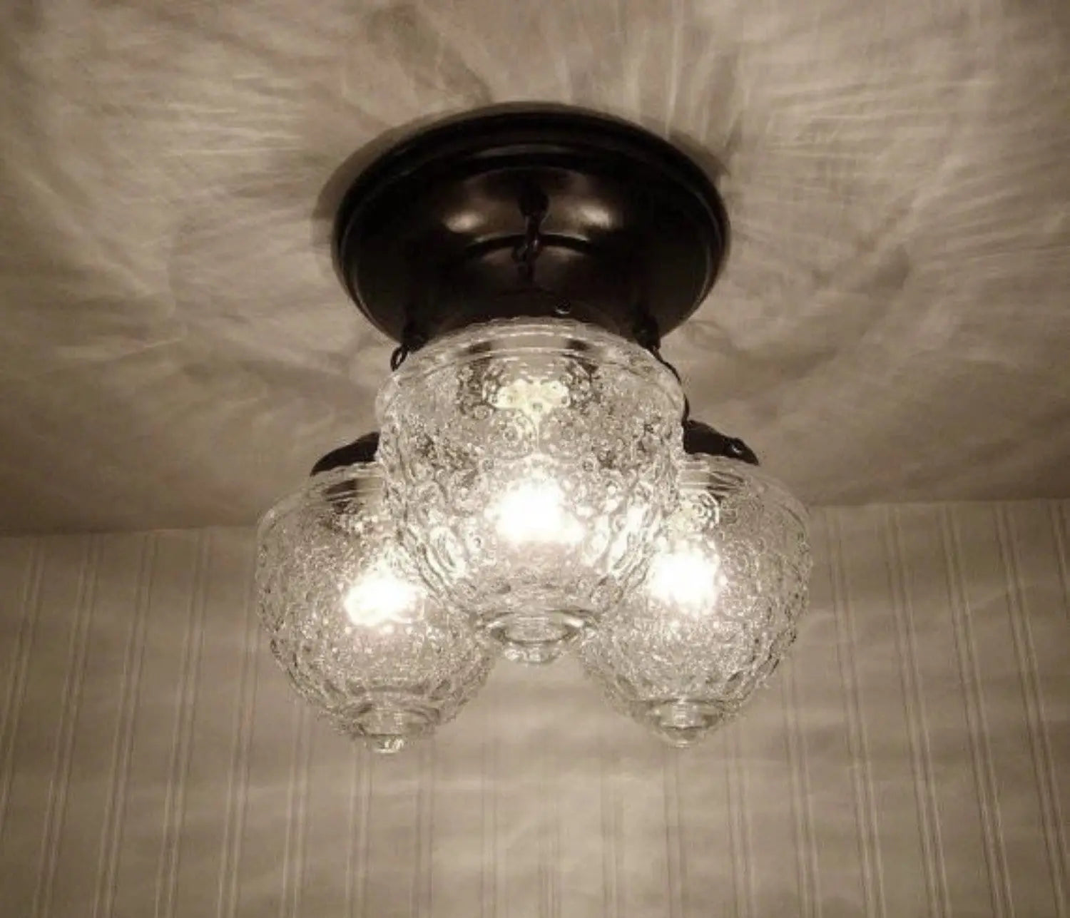 Antique Acorn Glass Ceiling Light | 3-Light Chain Trio