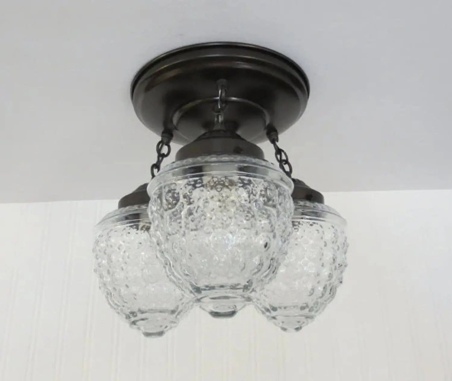 Antique Acorn Glass Ceiling Light | 3-Light Chain Trio