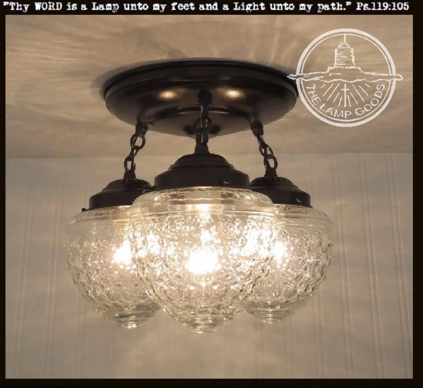 Antique Acorn Glass Ceiling Light | 3-Light Chain Trio